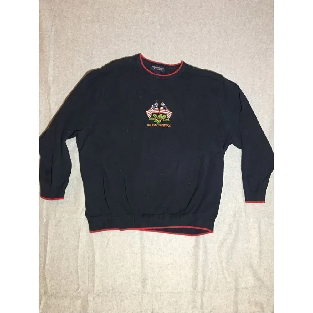 Mens Roundtree & Yorke Sweater Size 3XL Seasons Greetings Holidays Christmas